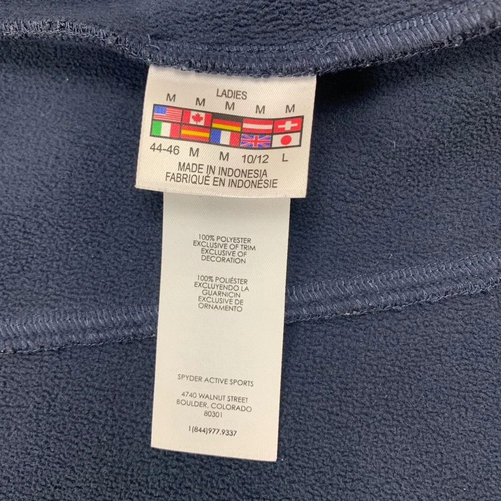 Spyder Full Zip Fleece Jacket Womens Medium Navy Blue Waffle Knit 162008